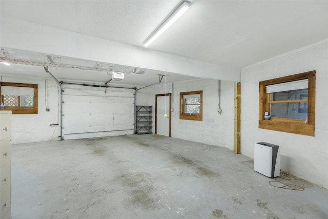 garage with a garage door opener