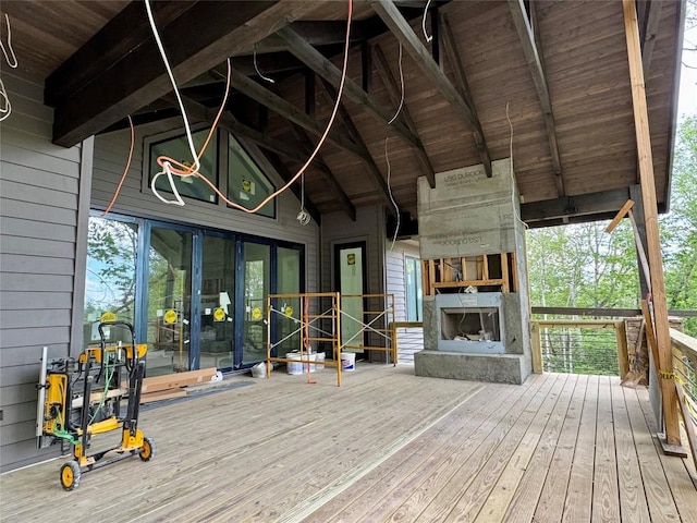 2385 Magnolia Dr, Highlands, NC 28741 - deck featuring an outdoor stone fireplace