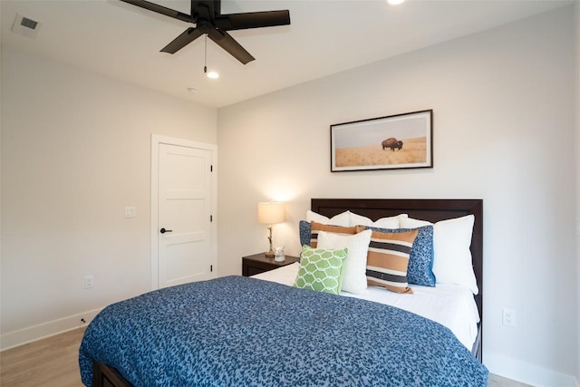 1018N Norton Rd, Cashiers, NC 28717 - bedroom with wood finished floors, recessed lighting, and a ceiling fan