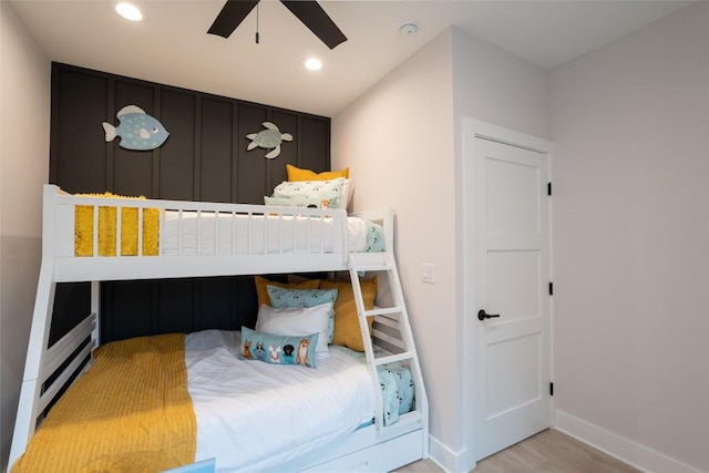 1018N Norton Rd, Cashiers, NC 28717 - bedroom with wood finished floors, recessed lighting, and a ceiling fan