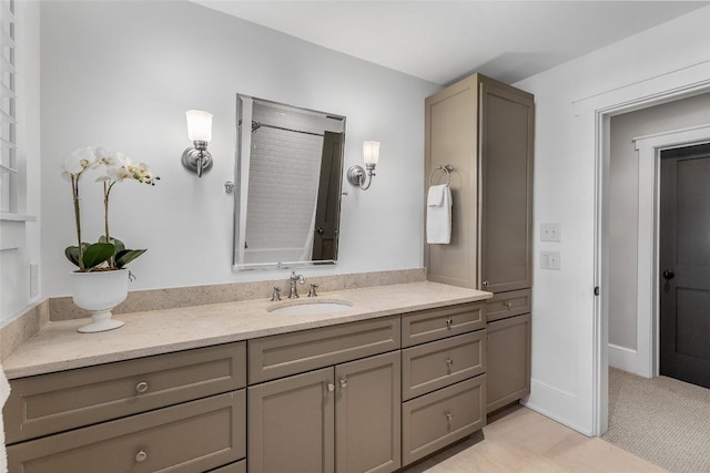 bathroom with vanity and shower / tub combination