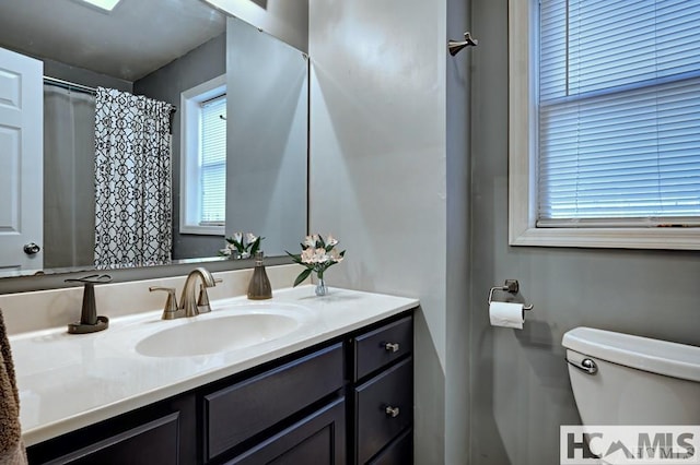 full bathroom with toilet and vanity