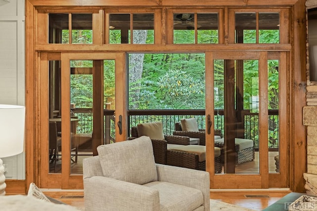 entryway with hardwood / wood-style flooring