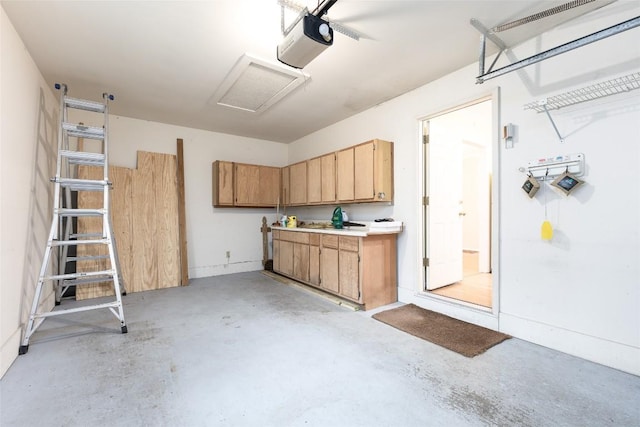 garage with a garage door opener