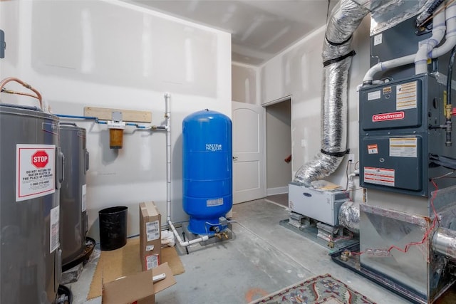 utility room featuring electric water heater