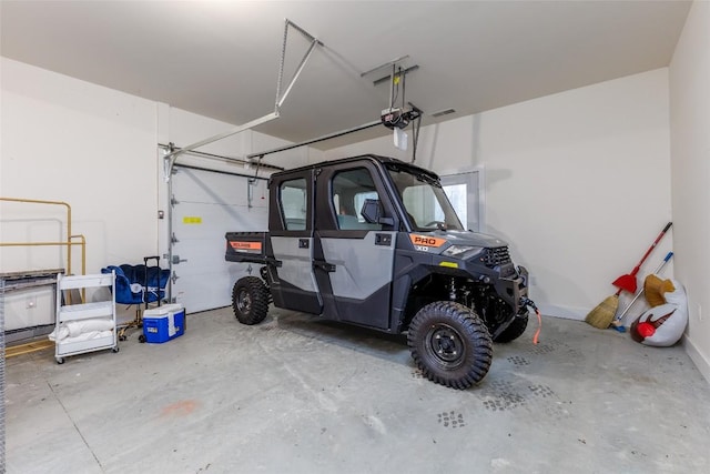 garage with a garage door opener