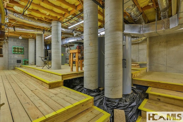 view of unfinished basement
