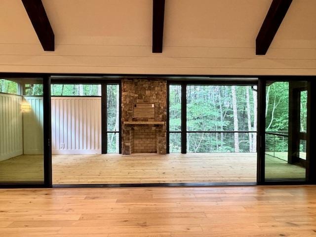 34 Crescent Trl, Highlands, NC 28741 - doorway with beam ceiling and wood finished floors