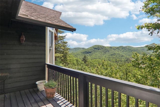 665 Trays Island Rd, Sapphire, NC 28774 - wooden terrace featuring a view of trees and a mountain view
