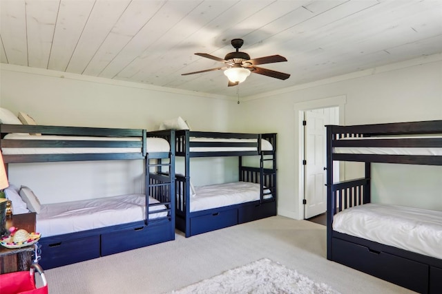 665 Trays Island Rd, Sapphire, NC 28774 - bedroom featuring carpet, wooden ceiling, ceiling fan, and crown molding