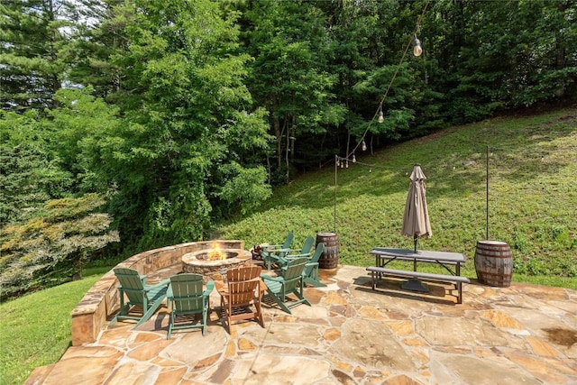 267 Hero Ln, Glenville, NC 28736 - view of patio with an outdoor fire pit