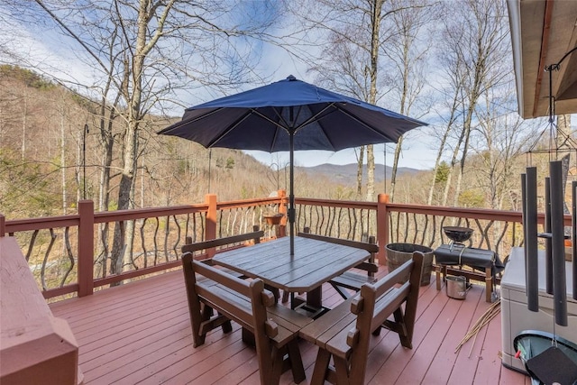 deck featuring a mountain view