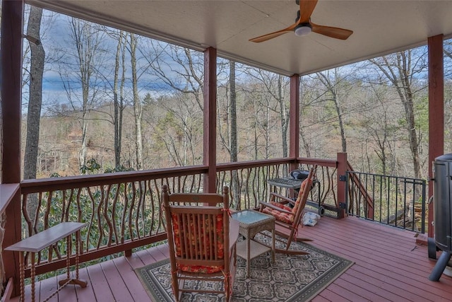 deck featuring ceiling fan