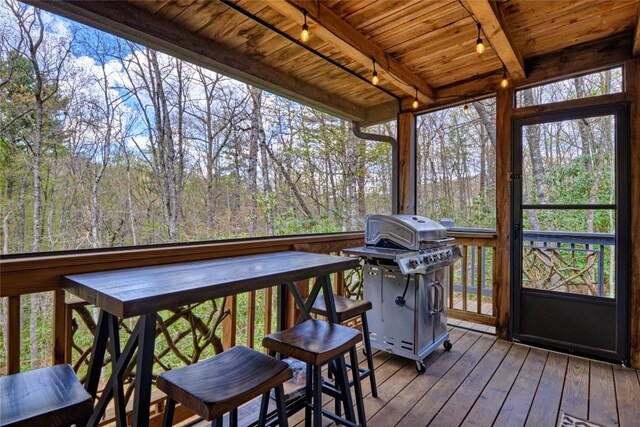 49 Lakeside Fls, Cullowhee, NC 28723 - exterior space with rail lighting and beam ceiling