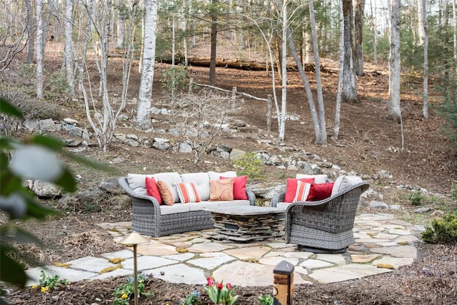 view of patio featuring an outdoor living space