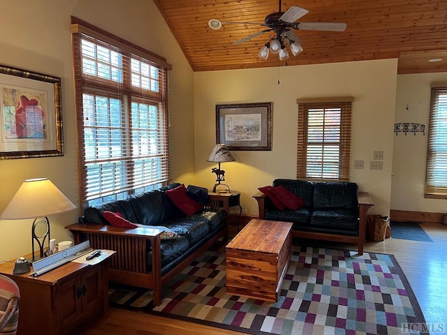 35-B Portland Rdg Unit B, Cashiers, NC 28717 - living area featuring wood finished floors, a ceiling fan, lofted ceiling, baseboards, and wooden ceiling