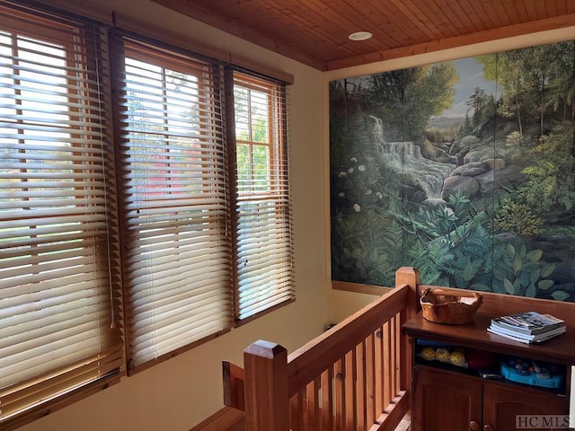 35-B Portland Rdg Unit B, Cashiers, NC 28717 - staircase with wooden ceiling and wallpapered walls