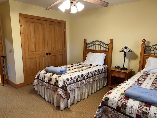 35-B Portland Rdg Unit B, Cashiers, NC 28717 - bedroom with light carpet, a closet, a ceiling fan, and baseboards