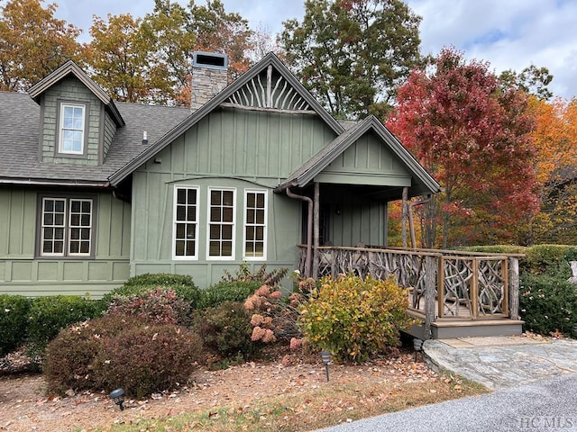35-B Portland Rdg Unit B, Cashiers, NC 28717 - view of front of property featuring board and batten siding, a chimney, and roof with shingles
