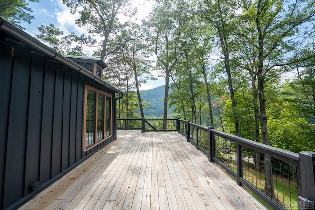 deck with a mountain view