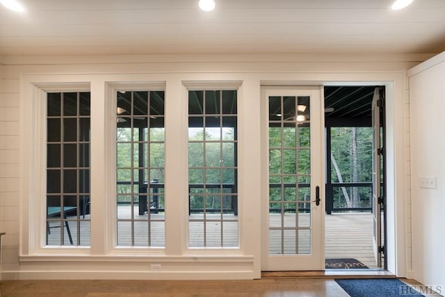 doorway to outside featuring hardwood / wood-style floors