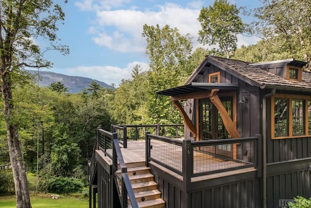 deck featuring a mountain view