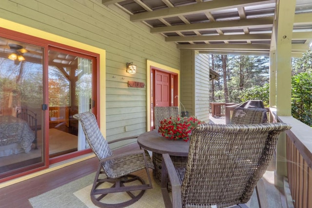 wooden terrace with covered porch