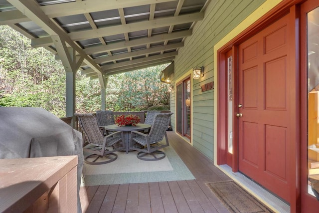 wooden deck with covered porch