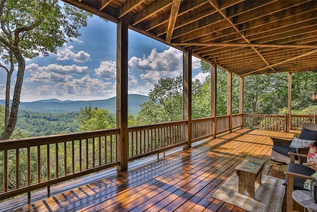 deck featuring a mountain view