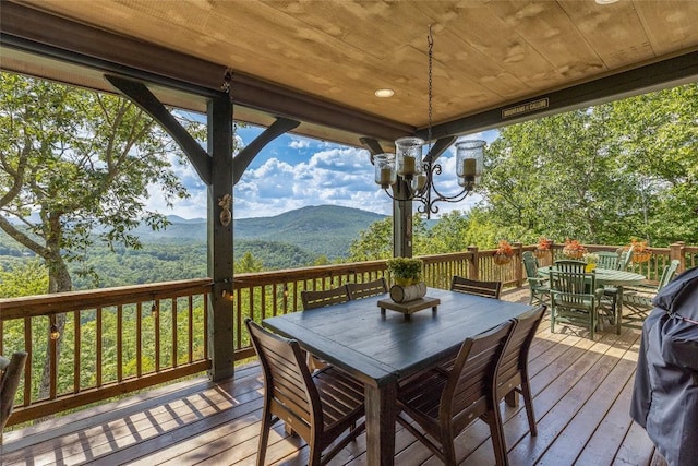 deck with a mountain view