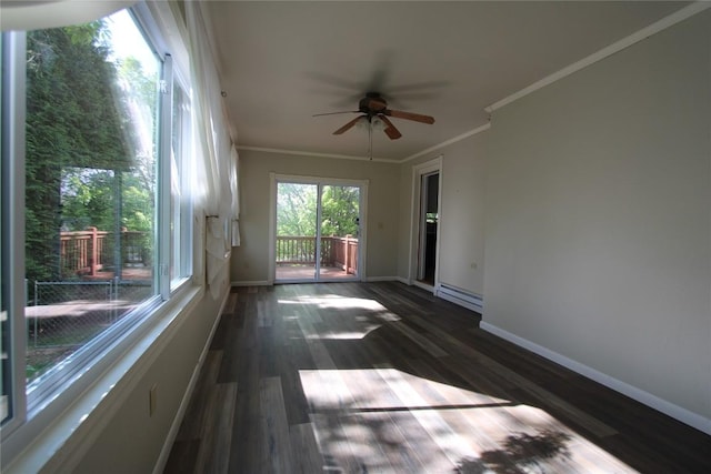 unfurnished sunroom featuring a baseboard radiator