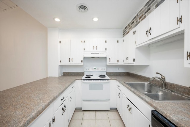233 Meadow Way Unit 1615, Sapphire, NC 28774 - kitchen featuring electric stove, under cabinet range hood, a sink, black dishwasher, and white cabinetry