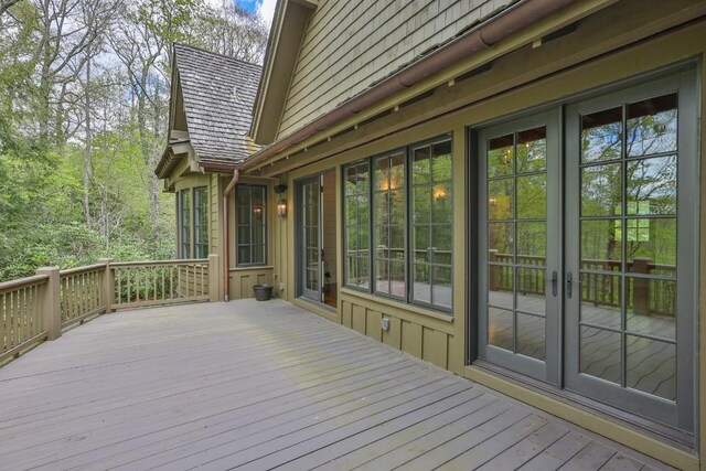 525 High Mountain Dr, Cashiers, NC 28717 - wooden deck with french doors