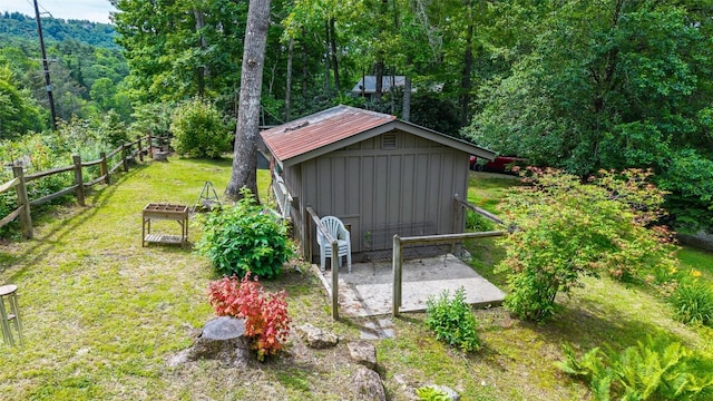 3050 N Hwy 107, Cashiers, NC 28736 - view of yard with a wooded view, an outdoor structure, and a patio area