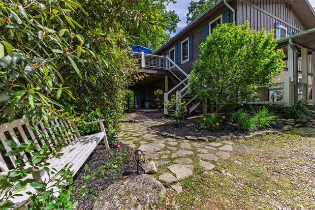 3050 N Hwy 107, Cashiers, NC 28736 - back of property featuring stairs, a wooden deck, and board and batten siding