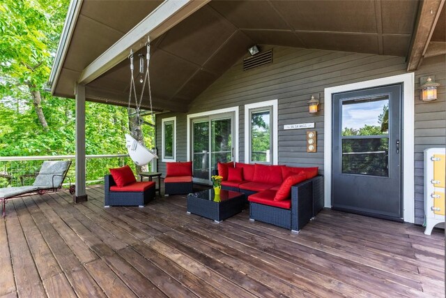 3050 N Hwy 107, Cashiers, NC 28736 - wooden terrace with outdoor lounge area