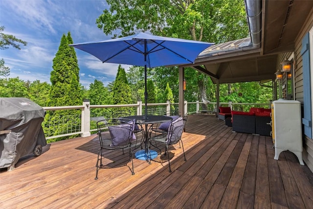 3050 N Hwy 107, Cashiers, NC 28736 - wooden deck featuring outdoor dining space, outdoor lounge area, and grilling area