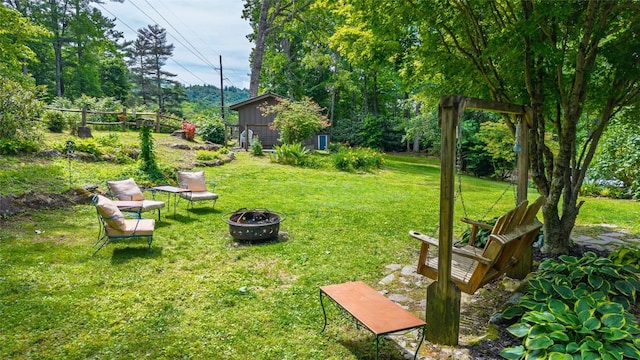 3050 N Hwy 107, Cashiers, NC 28736 - view of green lawn featuring a fire pit