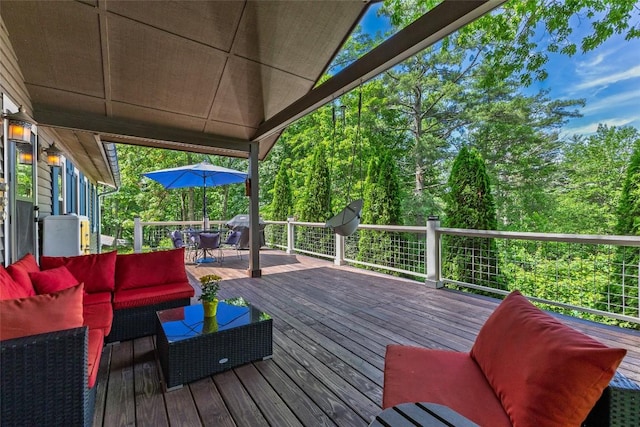 3050 N Hwy 107, Cashiers, NC 28736 - wooden deck featuring outdoor dining area, an outdoor living space, and grilling area