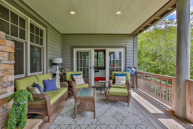 balcony featuring an outdoor living space