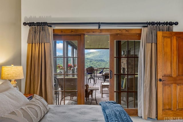 bedroom with a mountain view