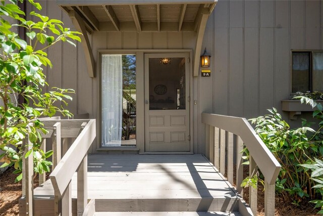 entrance to property with board and batten siding