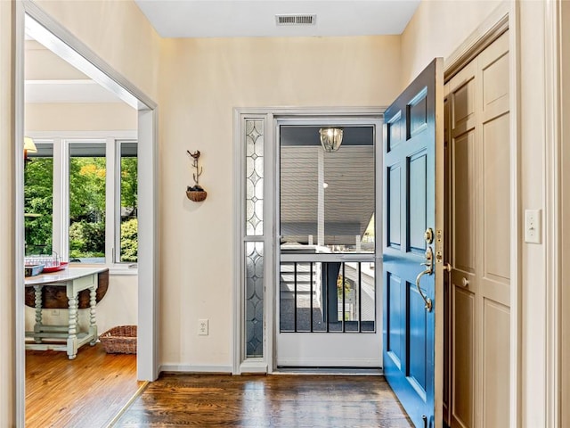 66 Country Club Vlg Unit 66, Lake Toxaway, NC 28747 - entryway with dark wood-type flooring and baseboards