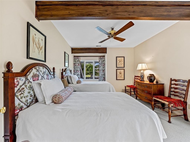 66 Country Club Vlg Unit 66, Lake Toxaway, NC 28747 - carpeted bedroom with a ceiling fan and beam ceiling