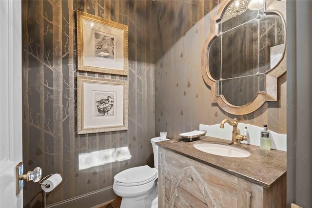 170 Old Hunters Run, Cashiers, NC 28717 - half bathroom featuring vanity and wallpapered walls