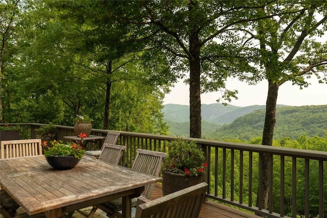 170 Old Hunters Run, Cashiers, NC 28717 - deck with outdoor dining area and a mountain view
