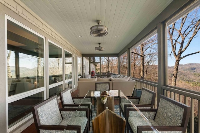 170 Old Hunters Run, Cashiers, NC 28717 - sunroom featuring outdoor dining space and a mountain view