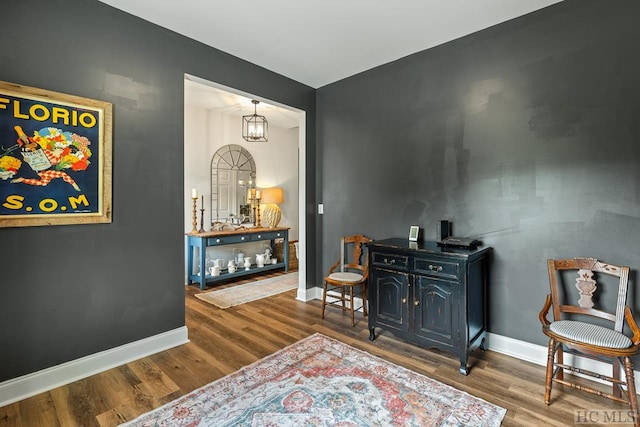 interior space with dark hardwood / wood-style flooring