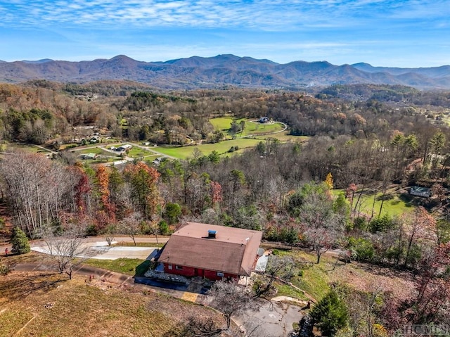 bird's eye view with a mountain view