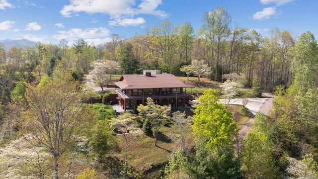 380 Ledford Dr, Franklin, NC 28734 - bird's eye view featuring a wooded view and a mountain view